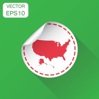 ABD etiket harita simgesi. İş kavramı Amerika etiket piktogram. 