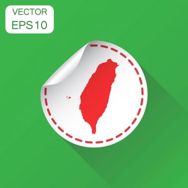 Tayvan etiket harita simgesi. İş kavramı Tayvan etiketi piktogram