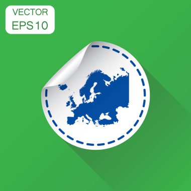 Europe etiket harita simgesi. İş kavramı Europe etiket piktogram