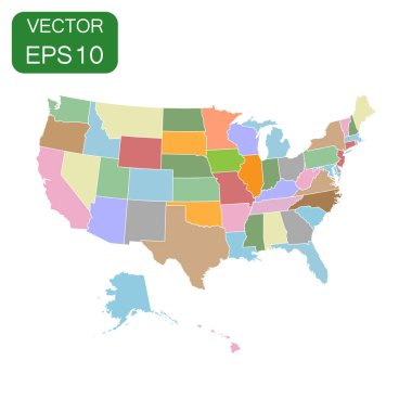 ABD harita simgesi. İş kavramı Amerika siyaset piktogram. Vecto