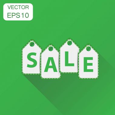 Satılık fiyat etiketi simgesi asılı. İş kavramı satış sembol. Ve