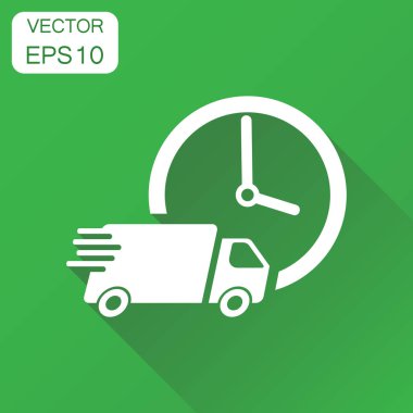 24h Saat simgesi ile kamyon. İş kavramı 24 saat SK