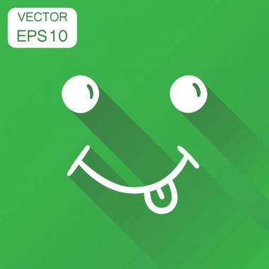 Basit gülümseme ile dil simgesi. İş kavramı el çizilmiş yüz 