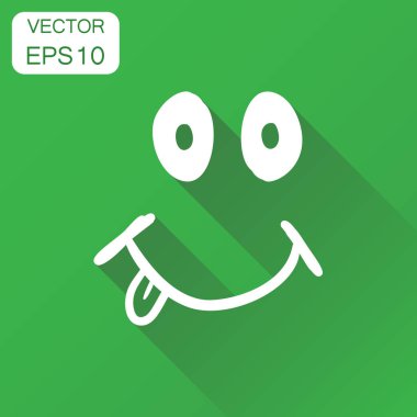 Basit gülümseme ile dil simgesi. İş kavramı el çizilmiş yüz 