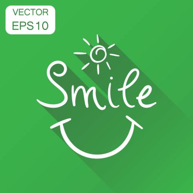 Gülümseme metin simgesi. İş kavramı elle çizilmiş gülümseme piktogram. Ve