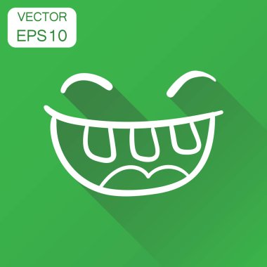 Basit gülümseme ile dil simgesi. İş kavramı el çizilmiş yüz 