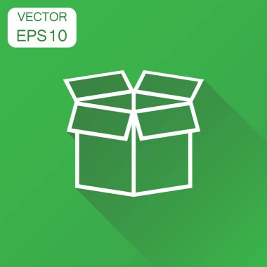 Açık kutu simgesi. İş kavramı kargo paketi piktogram. Vektör 