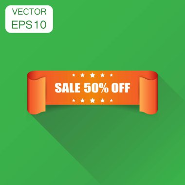 Satılık %50 kurdele simgesi. İş kavramı satış yüzde 50 etiket l