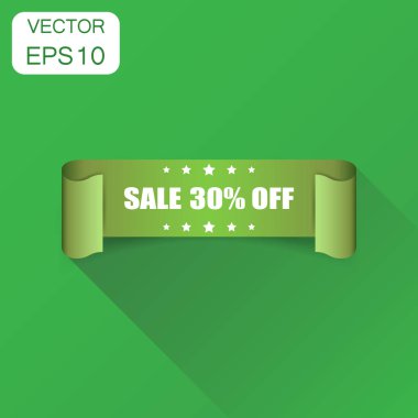 Satılık %30 kurdele simgesi. İş kavramı satış yüzde 30 etiket l