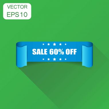 Satılık %60 kurdele simgesi. İş kavramı satış yüzde 60'ı etiket l