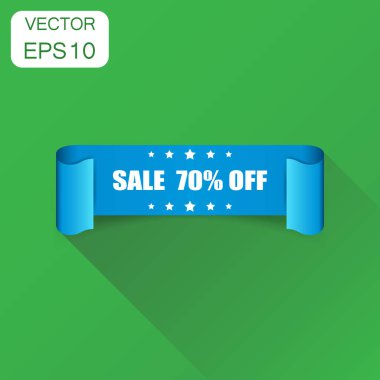 Satış % 70 kurdele simgesi. İş kavramı satış yüzde 70'i etiket l