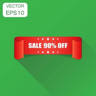 Satış % 90 kurdele simgesi. İş kavramı satış yüzde 90'ı etiket l