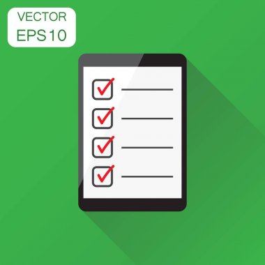 İş adamı kontrol listesi ile tablet simgesi. İş kavramı checkli