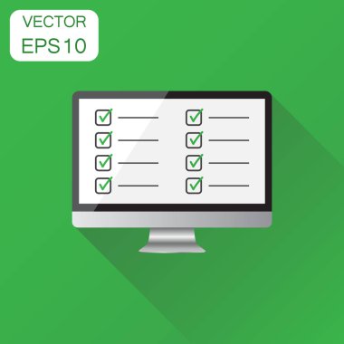 İş adamı kontrol listesi ile bilgisayar kutsal kişilerin resmi. İş kavramı onay