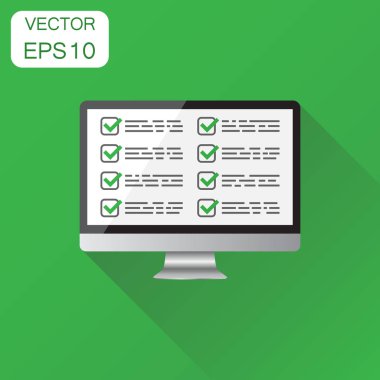 İş adamı kontrol listesi ile bilgisayar kutsal kişilerin resmi. İş kavramı onay