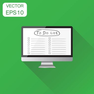 Kontrol listesi ile bilgisayar kutsal kişilerin resmi. İş kavramı görev bilgisayar Pzt