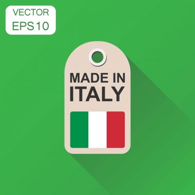İtalya'da bayrak simgesi ile yapılan etiket asmak. İş kavramı manufact