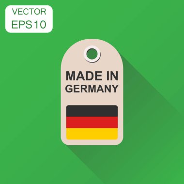 Made in Germany bayrak simgesi ile etiket asmak. İş kavramı manufa