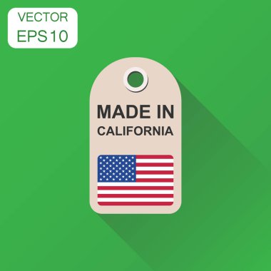 Kaliforniya'da yapılan bayrak simgesi ile etiket asmak. Bir adam iş kavramı