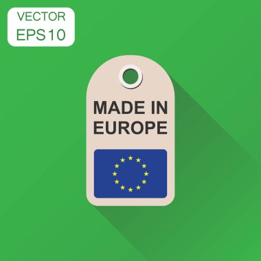 Avrupa'nın bayrak simgesi ile yapılan etiket asmak. İş kavramı Endo