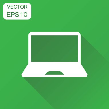 Dizüstü bilgisayar kutsal kişilerin resmi. İş kavramı defter piktogram. Vect