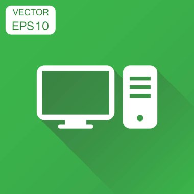 Bilgisayar kutsal kişilerin resmi. İş kavramı bilgisayar masaüstü piktogram. Vect