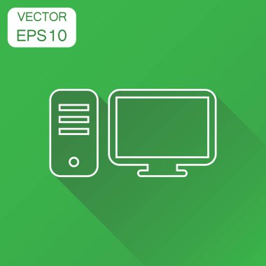 Bilgisayar kutsal kişilerin resmi. İş kavramı bilgisayar masaüstü piktogram. Vect