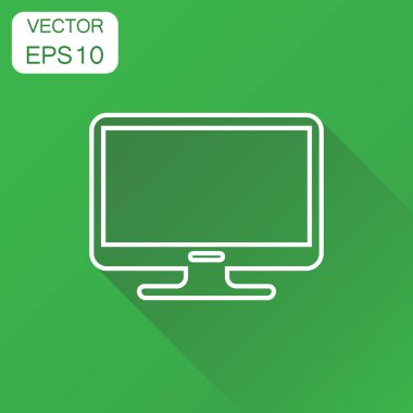 Bilgisayar kutsal kişilerin resmi. İş kavramı monitör piktogram. Vektör illust