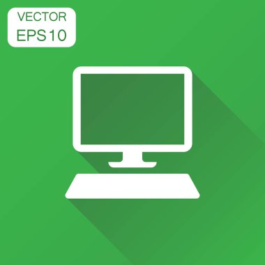 Bilgisayar kutsal kişilerin resmi. İş kavramı bilgisayar masaüstü piktogram. Vect