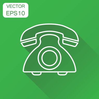Telefon simgesi. İş kavramı eski vintage telefon çizgi stili