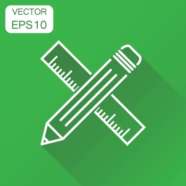 Cetvel simgesiyle kalem. İş kavramı cetvel metre piktogram. 