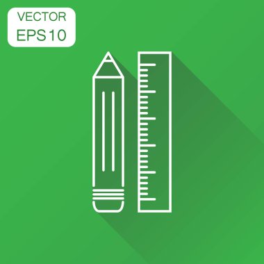 Cetvel simgesiyle kalem. İş kavramı cetvel metre piktogram. 