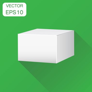 Boş beyaz karton 3d kutu simgesi. İş kavramı kutu paket moc