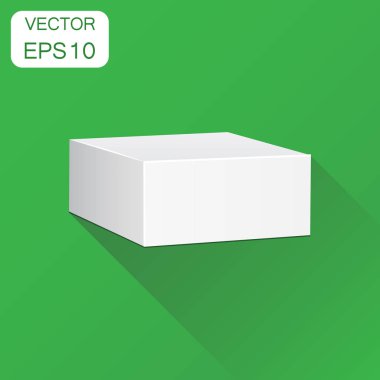 Boş beyaz karton 3d kutu simgesi. İş kavramı kutu paket moc