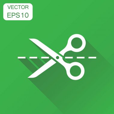 Makas ile kesme satırı simgesi. İş kavramı makas piktogram.