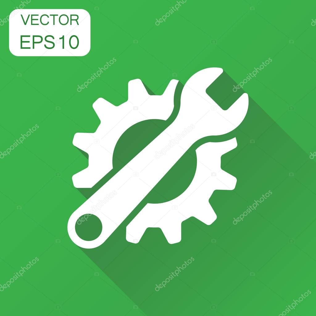 Service tools icon. Business concept cogwheel with wrench symbol