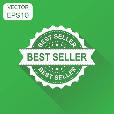 En iyi satıcı lastik damgası simgesi. İş kavramı bestseller damgası