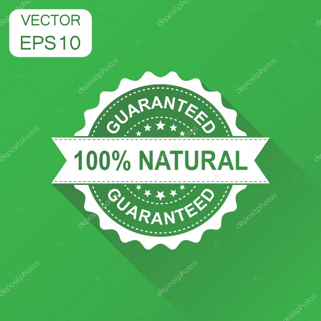 100% natural rubber stamp icon. Business concept guaranteed natu