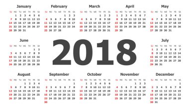 Takvim 2018 yılında basit tarzı. Takvim planlayıcısı tasarım sıcaklığı