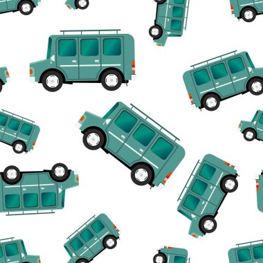 SUV otomobil Dikişsiz desen arka plan simgesi. İş düz ben vektör