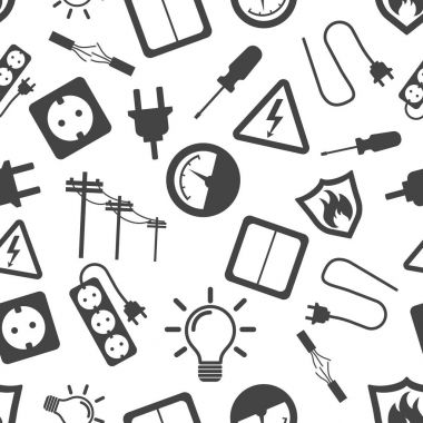 Elektrik Dikişsiz desen arka plan simgesi. İş düz vect