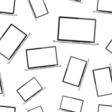 Dizüstü bilgisayar Dikişsiz desen arka plan. İş düz vecto