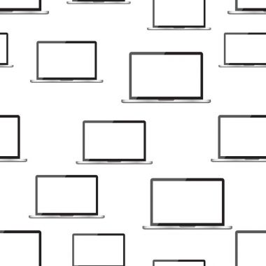 Dizüstü bilgisayar Dikişsiz desen arka plan. İş düz vecto