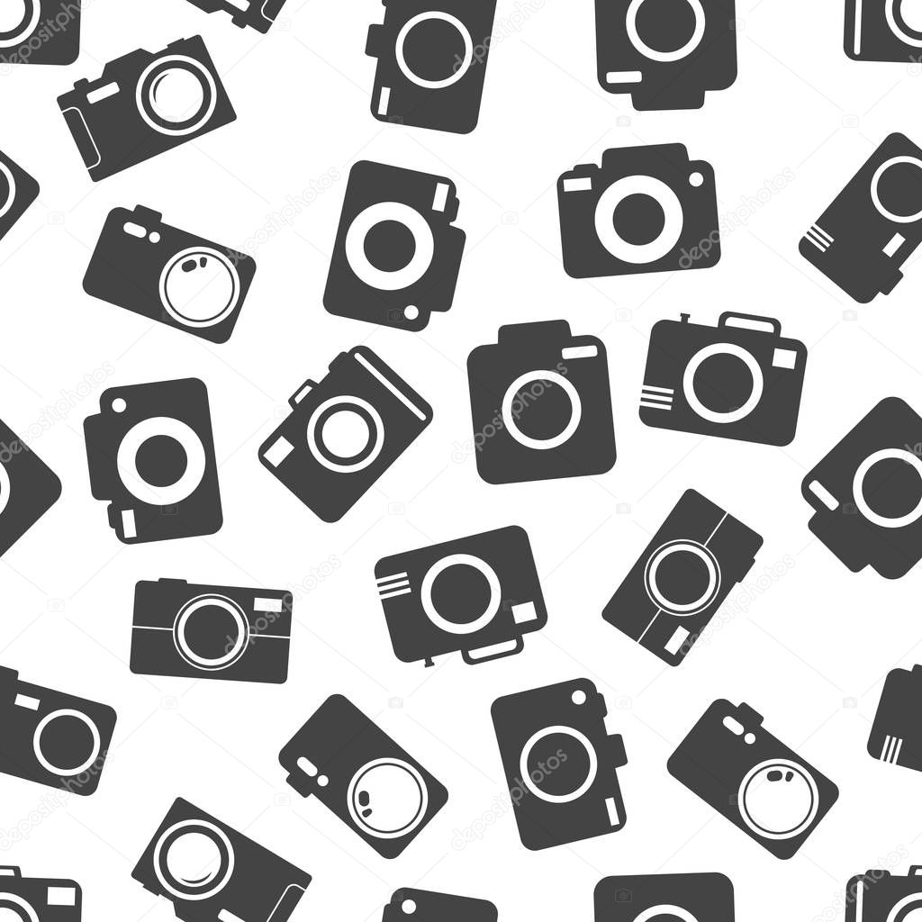Camera icon seamless pattern background. Business flat vector il