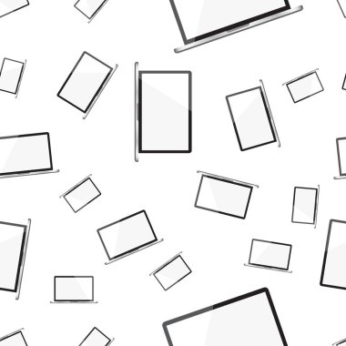 Dizüstü bilgisayar Dikişsiz desen arka plan. İş düz vecto