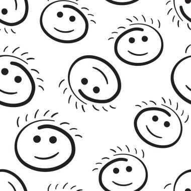 Yüz Dikişsiz desen arka plan gülümsemek. İş düz vektör hastası