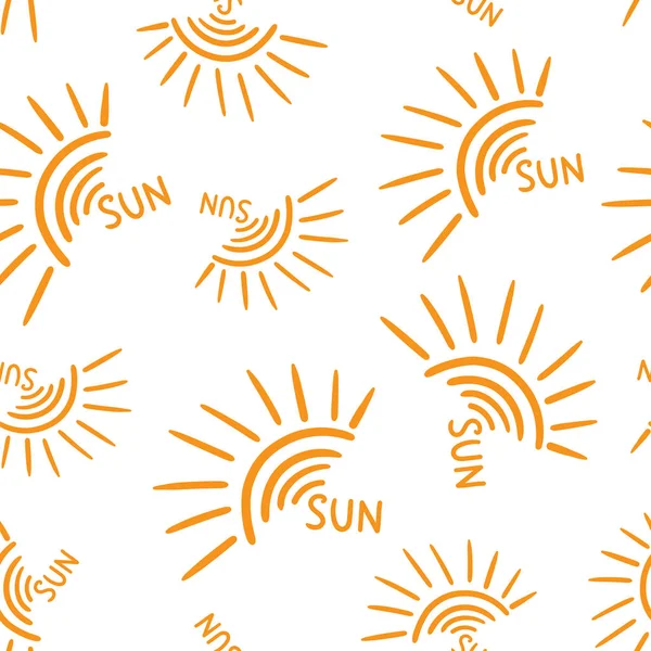 Handgezeichnet Sonne Symbol nahtlose Muster Hintergrund. Geschäftswohnung v — Stockvektor