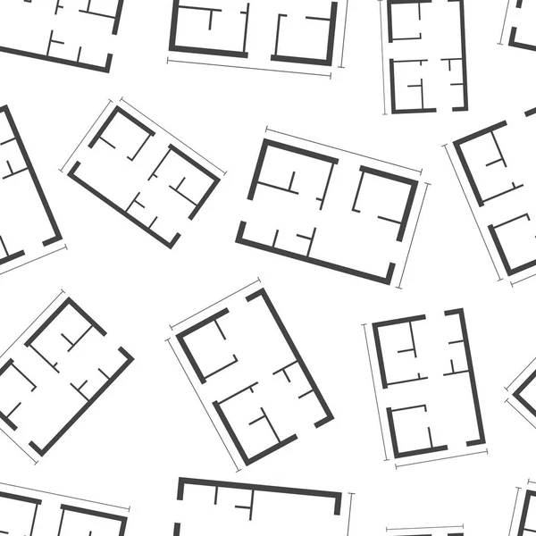 Plan de la casa sin costuras fondo patrón. Negocio plana vector mal — Vector de stock