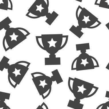 Trophy Kupası Dikişsiz desen arka plan. İş düz vektör hastası