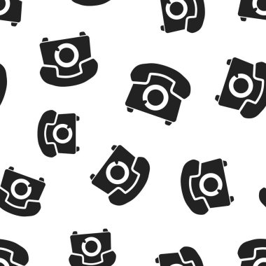 Telefonu Dikişsiz desen arka plan. İş düz vektör çizim. Desen eski vintage telefon işareti sembolü.